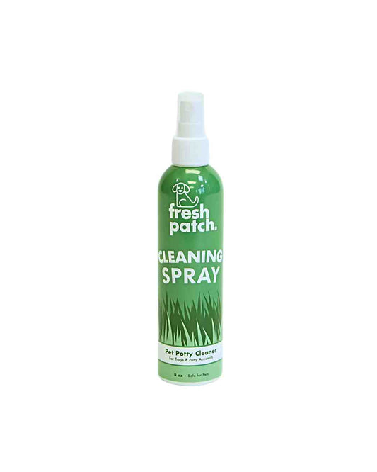 Green spray bottle labeled 'Fresh Patch Cleaning Spray' on a white background