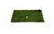 Golf club and ball on a green grass patch with a white background